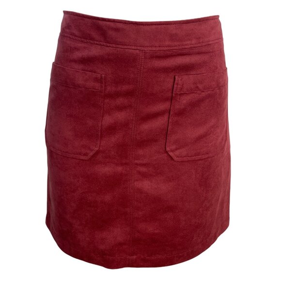 Sanctuary Womens Faux Suede Mini Skirt With Back Zipper & Pockets Burgundy Sz M - Picture 1 of 8